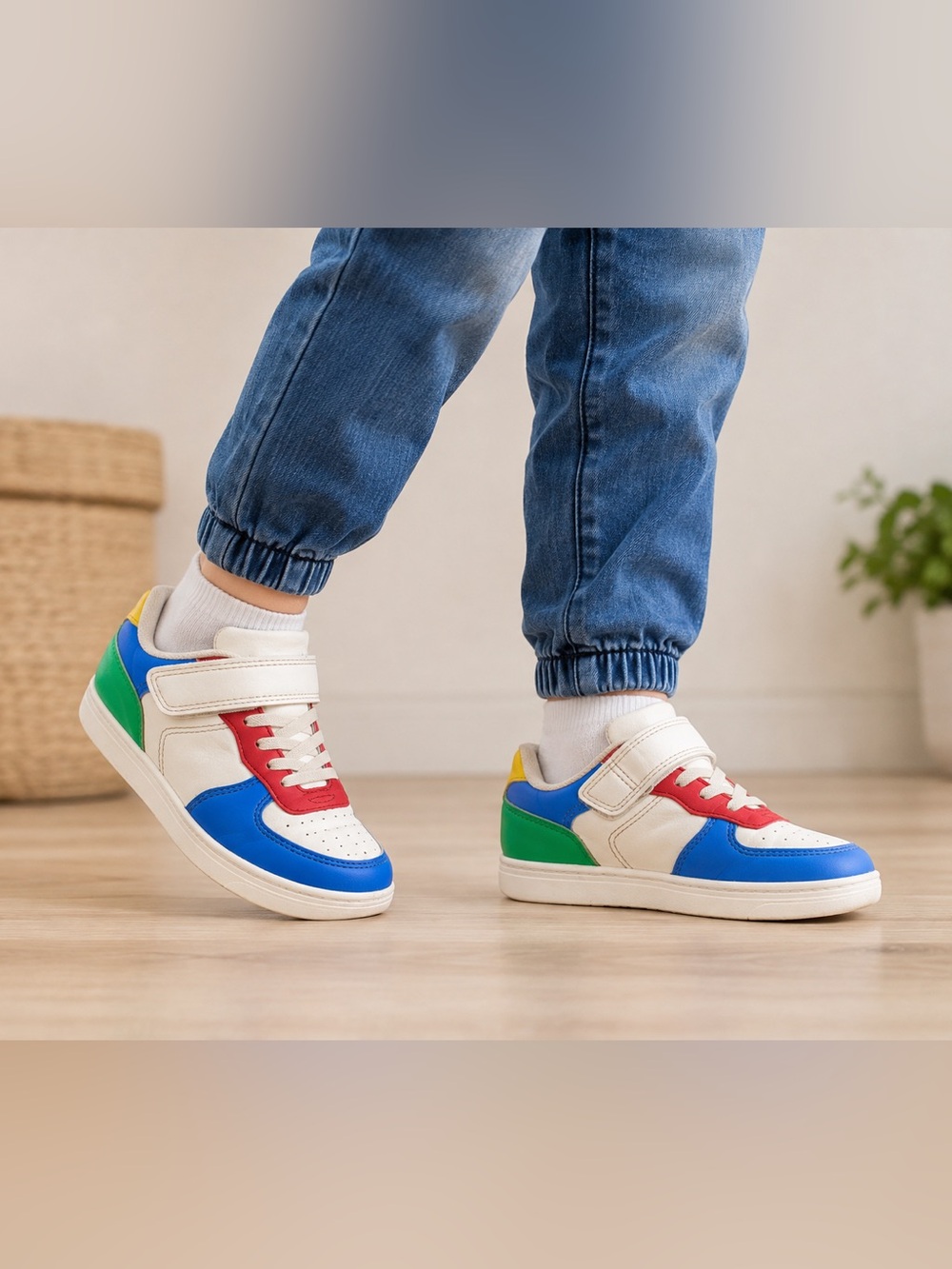 Cat & Jack Kids Size 12 Colorful Sneakers Blue Red Green Velcro